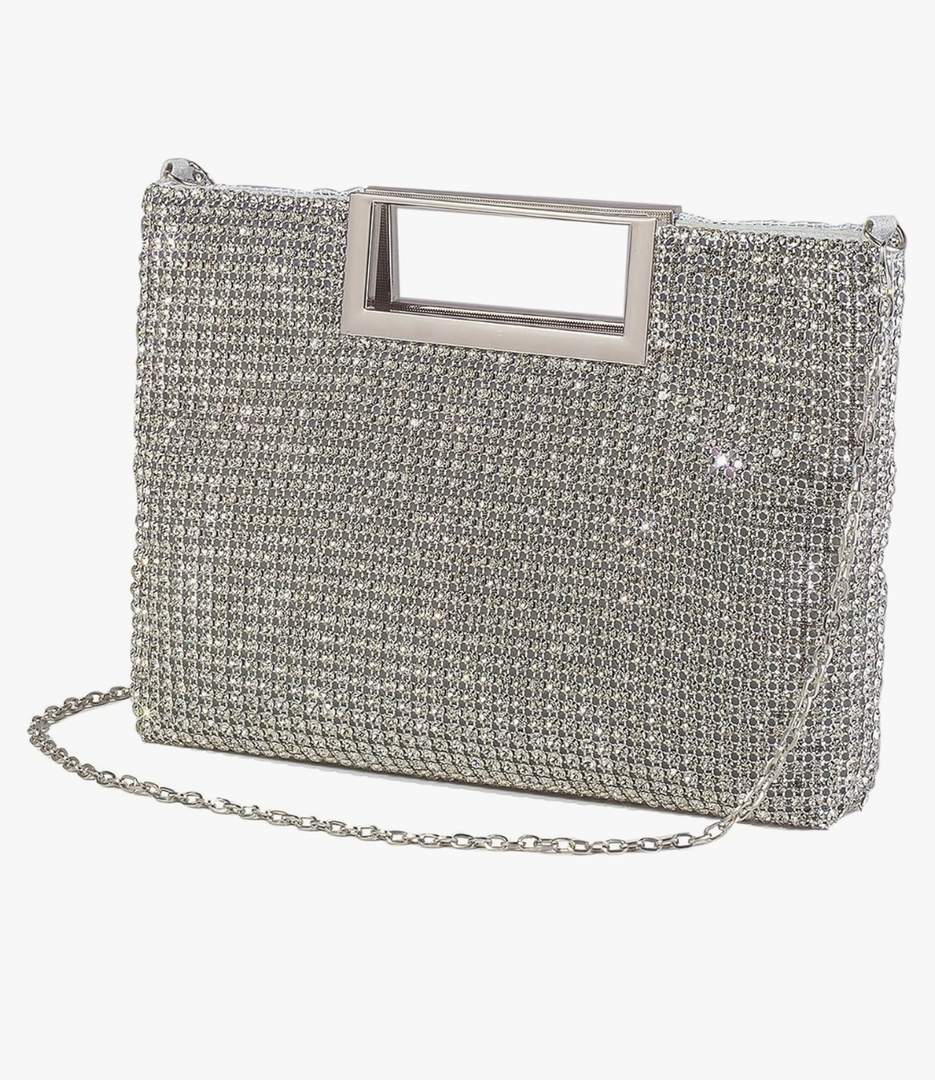 Womens Top Handle Clutch Purses, Sparkly Rhinestone Glitter Evening Handbag Shoulder Crossbody bag for Wedding Prom Party