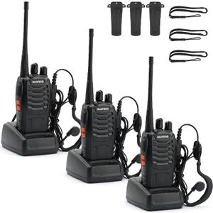 BAOFENG BF-888S Walkie Talkies Long Range for Adults with Earpieces,16 Channel Walkie Talky Rechargeable Handheld Radio for Cruise Hunting Skiing Two Way Radios (3Pack)