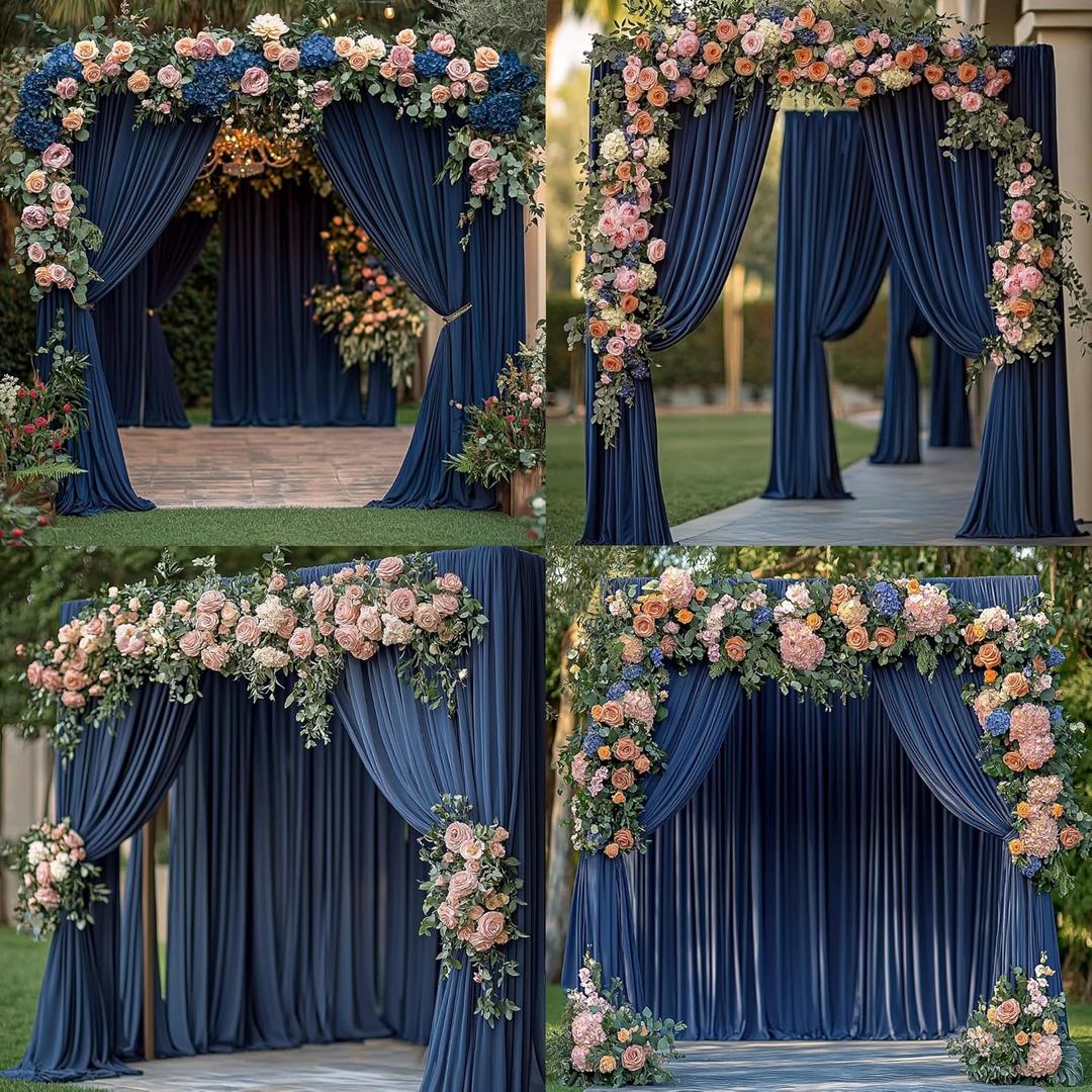 20ft x 14ft Navy Blue Backdrop Curtains for Wedding-Wrinkle Free Backdrops Curtain Drapes Fabric Decorations Photo Back Drop Cloth for Baby Shower Photography Stage Reception, 14Panels, 14ft(H) x 5ft(W)