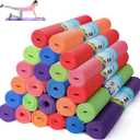 Wettarn 24 Pcs Yoga Mats Bulk - Non Slip, Lightweight Professional Colorful Exercise Mats for Yoga, Pilates, Fitness & Floor Workout (Red, Green, Dark Blue, Pink, Purple, Orange)