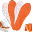 2 Pairs Insoles for Men Women - Soft Elastic Breathable Shoe Insoles - 4D Memory Foam Shoe Inserts (Orange, Women 4-9)