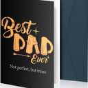5 x Black Father's Day Card for Dad with Envelope, Happy Father's Day Card from Son Daughter, Best Dad with Wood Design Lettering