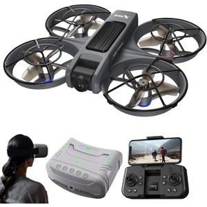 FPV Drone with Camera and VR Glasses, Brushless Motor Optical Flow Cool LED Lights Drones Dual Camera Switch RC Quadcopter 2 Batteries VR Drones for Beginners Adults X226 Drone