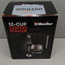 Mueller 12-Cup Drip Coffee Maker - Borosilicate Carafe, Auto-Off, Reusable Filter, Anti-Drip, Keep-Warm Function, Clear Water Level Window Coffee Machine, Kitchen Essentials & Accessories (Black)