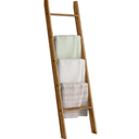 Blanket Ladder for Living Room 5-Tier Blanket Holder with Light, Wall-Leaning Blanket Rack, Ladder Shelves, Wooden Quilt Ladder, Farmhouse Decor for Bedroom Bathroom Home Decor (Wood)