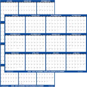 24x36 SwiftGlimpse 2026-2027 Academic Wall Calendar Dry Erase Erasable, Large, Wet & Dry Erase Laminated, Yearly School Planner, JULY 2026 to JUNE 2027 ONLY, NAVY