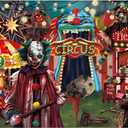 Funnytree 7x5ft Halloween Evil Circus Theme Backdrop for Photography Clown Creepy Carnival Haunted House Horror Scary Birthday Party Decorations Banner Home Decor Photo Booth Props Background