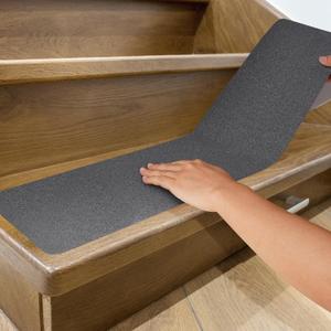 LifeGrip Anti Slip Traction Treads (10-Pack), 6 inch X 32 inch, Best Grip Tape Grit Non Slip, Outdoor Non Skid Tape, High Traction Friction Abrasive Adhesive for Stairs Step, Grey