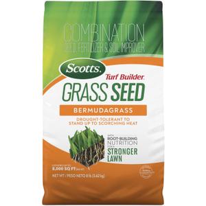 Scotts Turf Builder Grass Seed Bermudagrass with Fertilizer and Soil Improver, Drought-Tolerant, 8 lbs.