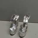 Onlymaker Platform Heels for Women Ankle Strap Chunky High Heel Sandals (8, Silver)