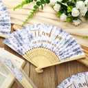 Beeveer 50 Pcs Wedding Foldable Hand Fans Wedding Party Favor with Bag Something Blue Before I Do Handheld Fans Thank You for Celebrating with Us for Bridal Shower Bridesmaid Gift(Blue White Flowers)