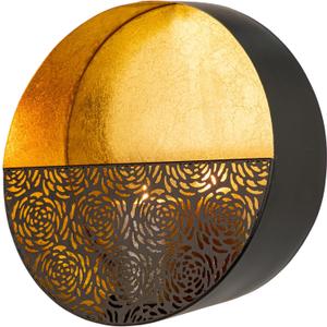 Luxury Metal Wall Candle Sconces  Large Handcrafted Wall-Mounted Tealight Candle Holders with Gold Leaf Interior  Modern & Rustic Home Dcor for Living Room, Hallway  11.8" Black Single Piece (Black - Cut Outs)