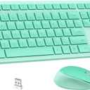 LeadsaiL K786 Wireless Keyboard and Mouse Combo, 2.4GHz Lag-Free Wireless, Full Size Ergonomic Keyboard Silent Mouse for Windows Mac PC Laptop, 12 FN Shortcuts, Long Battery Life - Mint Green