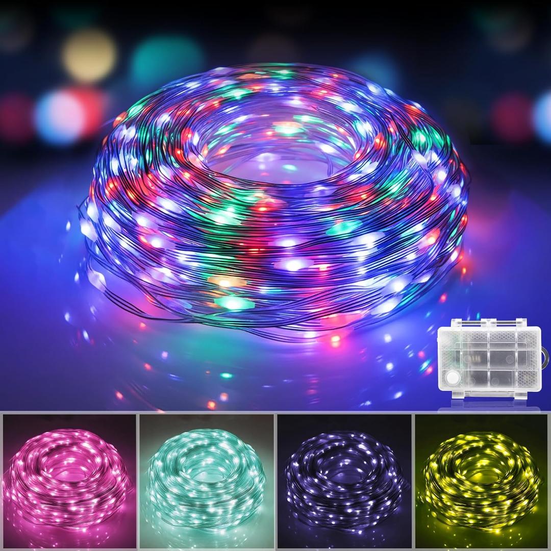 RadiantFlux Fairy String Lights - 16.4ft 50 LED Battery Operated, 21 Modes, IP65 Waterproof, Multi-Color Changing for Christmas Indoor Outdoor Decor