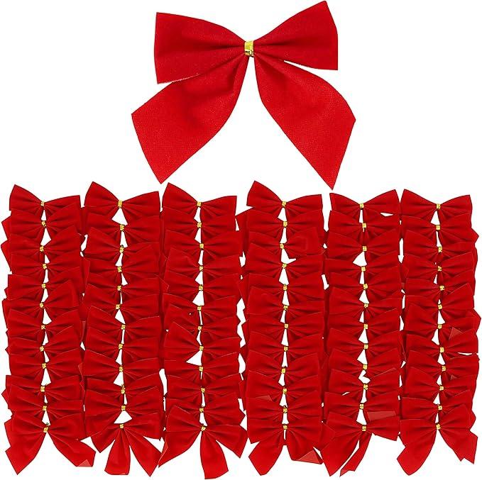 Mini Small Velvet Bows, Red, 2x2", 12 Pc, 2 Pack