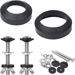 Toilet Tank to Bowl Bolt & Gasket Kit, 304 Stainless Steel Bolts, High-Density Foam Rubber Gasket, Compatible with 2-Inch and 3-Inch Seals, Easy Installation for Leak and Loose Connection Repairs