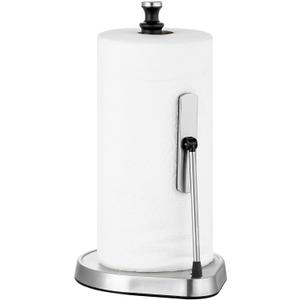 Dailyart Paper Towel Holder for One Hand Tear - Countertop with Tension Arm & Non Slip Weighted Base, Stainless Steel Paper Towel Holder Stand for Kitchen Bathroom, Black
