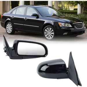 Right Passenger Side Mirror Compatible with Hyundai Sonata 2006 2007 2008 2009 2010 Power Glass Manual Folding Heated Glossy Black (5 Pins) Replace # 87620-0A000