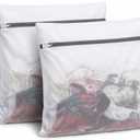 Owl Focus Mesh Laundry Bags for Delicates, Lingerie Wash Bags with Auto-Lock Zipper, 100% Polyester Fine Mesh, White Net, 2XL, 2L, 2S 2 Pack