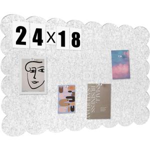 Mooliwe Scalloped Felt Bulletin Board 24 x 18 Inches Foldable Camel Pin Cork Board Alternative for Wall, 2' x 1.5' Trifold Picture Vision Self Adhesive Bulletin Decorative