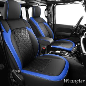 Coverado Seat Covers Fullset for Jeep Wrangler, Waterproof Car Seat Covers for Truck Automotive Seat Covers Custom Fit for 2018-2024 Jeep Wrangler JL Seat Covers 4-Door with Rear Cupholder OnlyBlue