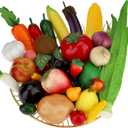 Woration 30pcs Plastic Artificial Fruit Fake Vegetables Simulation Foam Mini Fruits Set Lifelike Food Model Table Decoration Christmas Home Faux Photoshoot Garnish Festival