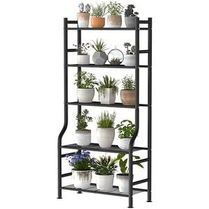 Livilord Plant Stand Indoor Outdoor, 6-Tier Metal Tall Plant Stands for Multiple Flower Planter Holder, Large Waterproof Plant Shelf for Living Room Garden Balcony, Black