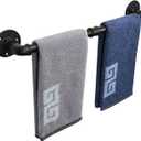 NearMoon Industrial Pipe Towel Bar, Heavy Duty Bathroom Hardware Towel Holder Accessory, Wall Mounted DIY Rustic Iron Bathroom Towel Rack Holder (18 Inch, Black)