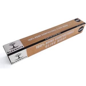 BlknWhite Certified Compostable Cling Wrap with Slide Cutter - 12" Wide x 200 feet. ASTM 6400 Certified Cling Wrap. Great Alternative to Beeswax Wraps or Plastic Wrap.