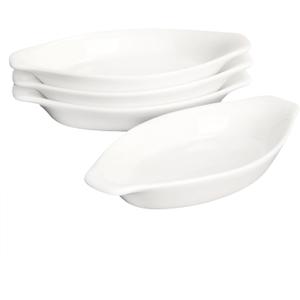 Ceramic Mini Oval Au Gratin Baking Dishes 3.5 oz, Set of 4 Banana Split Bowls,Oven and Microwave Safe, for 1 person servings, Bakeware with Double Handle for Kitchen and Home, 6.5 Inch