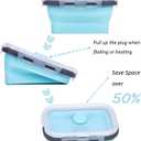 KUON Collapsible Silicone Food Storage Containers with Airtight Lids, Set of 4 Stacking Container, Microwave and Freezer and Dishwasher Safe, with Vent Valve, BPA Free (350ml and 500ml)