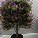 Artificial Lavender Topiary Ball Trees, 2 Set of UV Resistant Fake Evergreen Shrubs Bushes Plants, Faux Bushes for Outdoor Indoor Front Porch Garden Yard