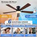 Ayaoty Ceiling Fans with Lights,52 Inch Low Profile Ceiling Fan with Light-Flush Mount Dimmable, Quiet DC Motor for Outdoor Patio,Garage,Bedroom Brown