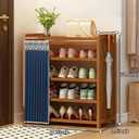 5 Tier Shoe Rack Bamboo Shoe Shelf Storage Organizer Shoe Stand for Closet, Entryway, Hallway, Bathroom and Living Room, Natural