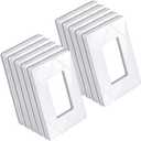 BESTTEN 10 Pack Screwless Decorator Wall Plate, USWP6 Gloss Snow White, 1 Gang Switch Plate, Receptacle Outlet Cover, UL Listed, H4.69 x W2.91