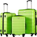 Coolife Luggage 3 Piece Set Suitcase Spinner Hardshell Lightweight TSA Lock (apple green,20/24/28)