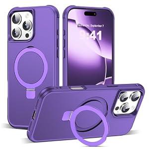 TIANLI Designed for iPhone 16 Pro Case with Magnetic Invisible Ring Stand [Compatible with Mag-Safe] [Military Drop Protection] Shockproof Anti-Slip Cover for iPhone 16 Pro 6.3", Purple