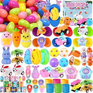 300pcs Bulk Prefilled Easter Eggs with Toys – Filled Easter Eggs for Kids, Pre Filled Easter Eggs Bulk, Stuffed Easter Eggs with Toys for Easter Egg Hunt Supplies, Basket Stuffers & Classroom Prizes
