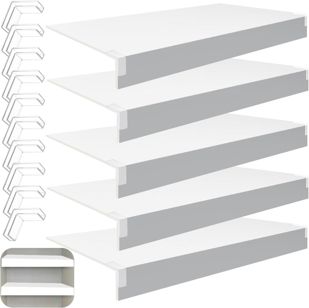 5 Pcs Wire Rack Covers, 22x16x2.5 in PVC Wire Shelf Cover for Pantry, Removable Closet Decoration Shelf Liners (Not Wood) for Kitchen Bathroom Office Shelving, Durable Shelves Easy Install