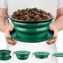 Tuff Pupper SuperBigSlurp Collapsible Dog Bowls, Extra Large Capacity, Portable, Food Safe, Odorless, Non-Toxic Silicone (Quetzal Green)
