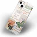 Jesus Flowers Case for iPhone 14,Christian Bible Verse Butterfly Collage Case for Men Women,Smooth Tough PC Full Cover Case for iPhone 14