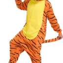 Raccoon Adult Onesie Unisex Pajamas Animal Cosplay Christmas Halloween Costume Cartoon Sleepwear for Women Men Orange M