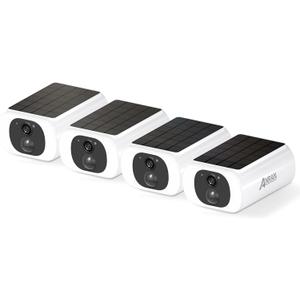 ANRAN 2K Cameras for Home Security Outside, Solar Security Cameras Wireless Outdoor, Battery Powered WiFi Surveillance with Human Detection, Color Night Vision, Spotlight, Works with Alexa (4 Pack)