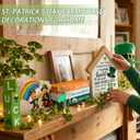 Thyle 10 Pcs St. Patrick's Day Table Sign Wooden Shamrock Lucky House Irish Lucky Block Book Stack Tiered Tray Table Centerpiece for Farmhouse Home Kitchen Party Decor(Let The Shenanigans Begin)