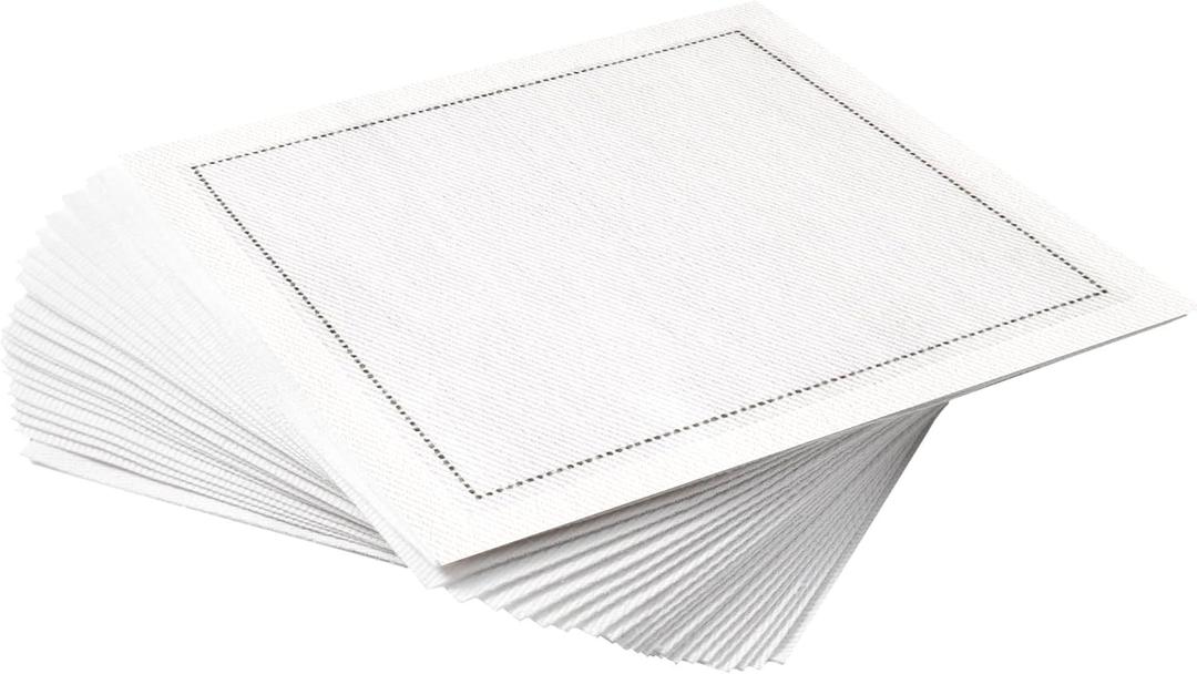Five Star Cotton Cocktail Napkins, Beverage & Party Napkins - 4" x 4" Single Use (25 pack) White