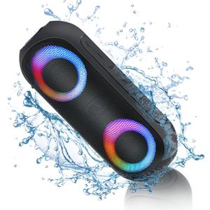 Bluetooth Speaker with RGB Light, 30W Portable Bluetooth Wireless(100FT Range) Loud Stereo Sound, IPX7 Waterproof Shower Speakers, RGB Multi-Colors Rhythm Lights, 1000mins Playtime for Indoor&Outdoor (Metallic Black)