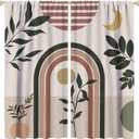 Abstract Modern Art Mid Century Blackout Curtains,Rustic Boho Art Arch Plant Moon Pattern Window Treatments Rod Pocket Thermal Insulated Room Darkening Blackout Curtains 2 Panels 45L x 21W (42"W x 45"L (Pack of 1))