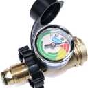 DOZYANT POL Propane Tank Adapter with Gauge Universal Fit Convert POL LP Tank Valve to QCC1 / Type 1, Old to New Connection Type, Propane Tank Gauge, Silver