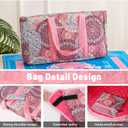 American Mahjong Tile Set with Pink Printed Carrying Bag, 166 Blue Tiles, 4 All-in-One Color Racks/Pushers, Mah Jongg Sets, Mahjong Game Set for Travel, Christmas, Birthday Gifts, 10.16 x 22.86 x 50.8 cm