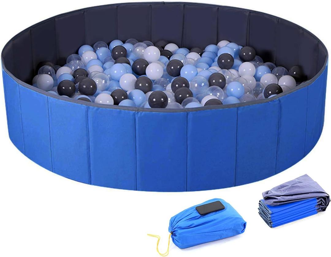 4 feet Ball Pit for Kids/Baby Play Yard/Baby Playpen/Fence for Baby, Holds Over 1000 Balls, Folding Portable, No Need Inflate, More Than 12 Sq.ft Play Space (Blue)
